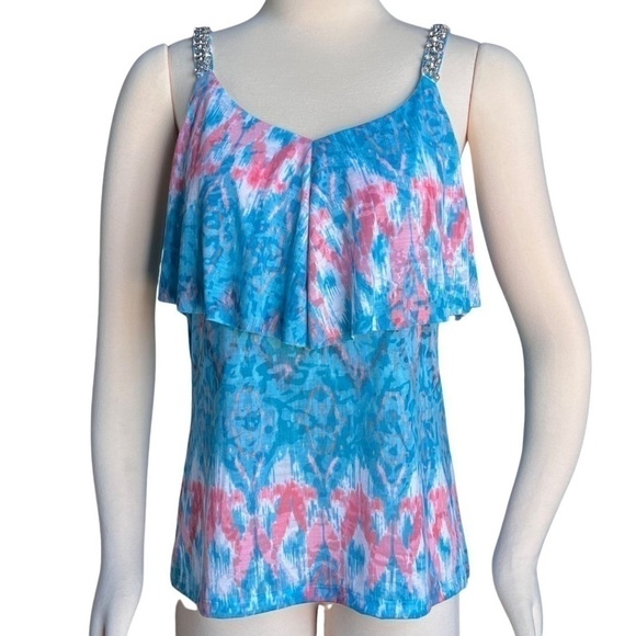 INC International Concepts Endless Summer Top With Rhinestone Straps Size M NWT - Picture 6 of 9